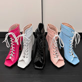 LBSFY  -  Summer High Heels Ankle Boots for Women 2024 Spring Peep Toe Lace Up Pumps Party Jazz Dance Shoes Ladies Booties Large Size 47